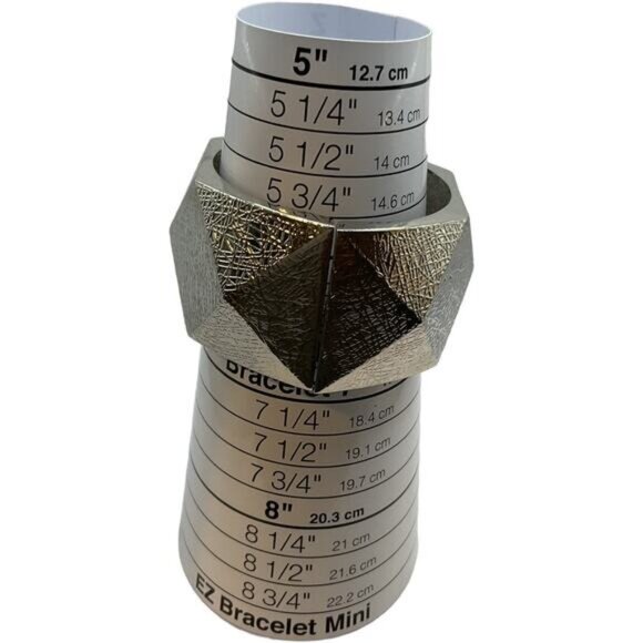 Geometric Silver Hinged Bracelet Textured Wrist Cuff Jewelry - Picture 4 of 4